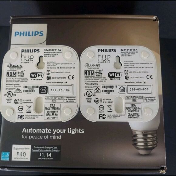 NIB Philips Hue 2-Pack Starter Kit W/ Bridge White Ambiance 850 Lumen Smart Bulb - Picture 5 of 6